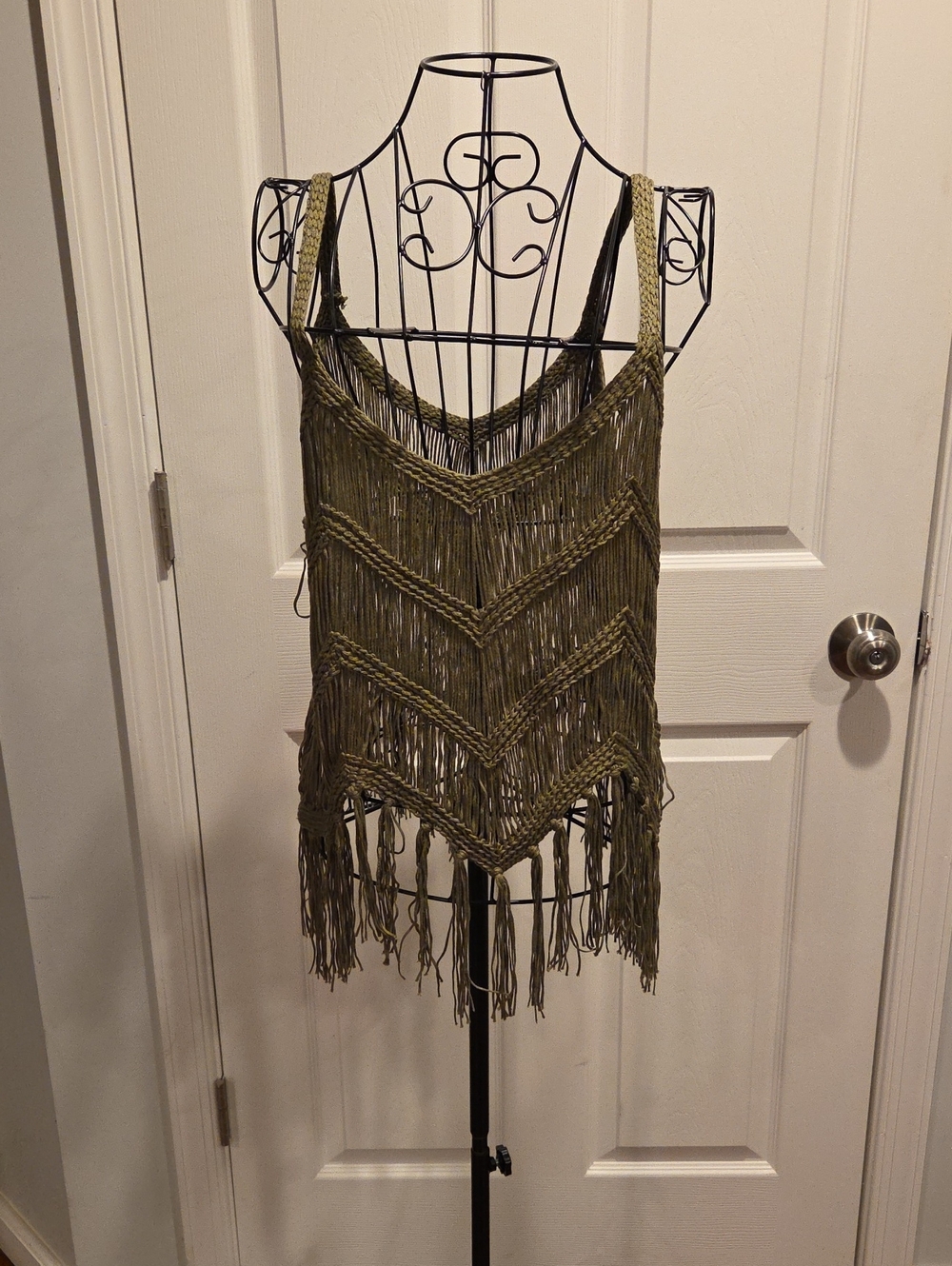 SHEIN Olive Green Fringed Crochet Camisole